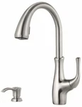 Pfister Vosa Spot DEFENSE1-HANDLE Deck Mount Pull-down Kitchen Faucet. Fixed Price $159.99.