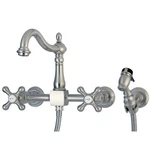 Kingston Brass KS1268AXBS Wall Mount Kitchen Faucet With Sprayer Metal Cro. Fixed Price $283.20.