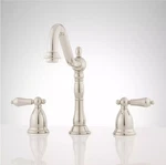 Signature Hardware Victorian Gooseneck Lavatory Faucet, Polished Nickel 394343. Fixed Price $199.00.