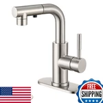 Ultimate Unicorn Brushed Nickel Single Handle Modern Bathroom Faucet With Pull. Fixed Price $83.00.
