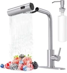 Avsiile Brushed Nickel Kitchen Faucets With Pull Down Sprayer & Soap Dispenser. Fixed Price $45.99.