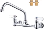 Commercial Sink Faucet With 10 Swivel Spout, 8" Center Wall Mount Kitchen. Fixed Price $118.99.