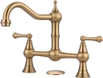 Wowow Gold Bridge Kitchen Faucet 2 Hole Antique Brass Handle 8. Fixed Price $100.00.