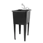 Tehila Space Saver 16 Gallon Black Utility Sink With Chrome Finish Pull-out Fauc. Fixed Price $159.99.