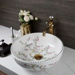 Us Bathroom Sink Round Ceramic Vanity Basin Mixer Deck Mount Gold Taps Set Drain. Fixed Price $158.99.