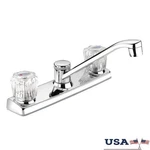Dual Handle Kitchen Faucet 8IN Swivel Spout Centerset Zinc Cover Eco Friendly Us. Fixed Price $48.56.