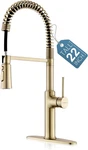 22" Extra-tall Gold Kitchen Faucet With Pull Down Sprayer & Deck Plate. Fixed Price $216.99.