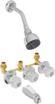 10-B83WCHB Three-handle, One-spray Bathtub Shower Faucet Set 5 Year Chrome. Fixed Price $105.99.
