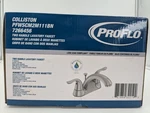 Proflo Colliston 2 Handle Centerset Bathroom Sink Faucet & Drain- Brushed Nickel. Fixed Price $59.00.