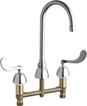 Chicago Faucets 786-E35ABCP Ecast Two Handle Kitchen In Polished Chrome. Fixed Price $482.44.