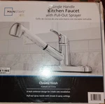 Mainstays Chrome Kitchen Faucet Pull-out Sprayer Centerset Lever Handle. Fixed Price $16.00.