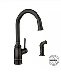 Moen Single Handle Standard Kitchen Faucet With Side Sprayer -bronze. Fixed Price $124.99.