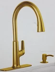 Kohler Pull-down Kitchen Faucet Vibrant Brushed Moderne Brass New #R26573-SD-2MB. Fixed Price $194.99.