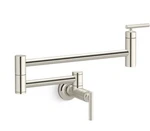 Kohler Purist K-35745-SN Wall Mounted Kitchen Pot Filler Faucet Polished Nickel. Fixed Price $468.00.