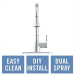 Flow Chrome Single Handle Deck-mount Pull-down Kitchen Faucet Sprayer. Fixed Price $70.44.
