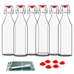 Otis Classic Swing Top Glass Bottles - Set Of 6, 16OZ W/ Marker & Labels Clear. Fixed Price $35.59.