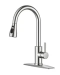 Forious Kitchen Faucets With Pull Down Sprayer, Brushed Nickel, High Arc Single. Fixed Price $71.99.