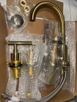 Kingston Brass Widespread Bathroom Faucet 2-HANDLE Brushed High + Drain. Fixed Price $100.00.