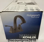 Kohler Ridgeport K-R30997-4D-2BZ Centerset Bathroom Sink Faucet, 1.2 Gpm. Fixed Price $180.00.