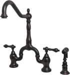 Kingston KS7751ALBS English Country Kitchen Bridge Faucet W/brass Sprayer Orb. Fixed Price $179.00.