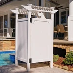 Hampton 89" Shower Enclosure - White Vinyl Privacy Kit For Pool & Beach. Fixed Price $1083.99.