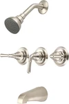 P-3230-BN Three Handle Tub/shower Set In Tarnish Resistant Brushed Nickel. Fixed Price $183.99.