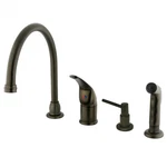 Kingston Brass Chatham Deck Mount Widespread Kitchen Faucet With Sprayer And.... Fixed Price $272.98.