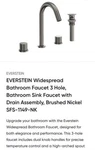 Everstein Widespread Bathroom Sink Faucet Brushed Nickel High Arc 2-HANDLE Drain. Fixed Price $100.00.