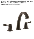Grohe 25 160 Fairborn Deck Mounted Roman Tub Faucet Trim With Handles, Bronze. Fixed Price $295.00.