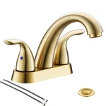 Phiestina Brushed Gold 4 Inch Centerset 2 Or 3 Holes Handle Bathroom Faucet. Fixed Price $92.78.