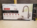 New Delta Marca Kitchen Sink Faucet Brushed Stainless Steel Pull Down Head. Fixed Price $144.95.