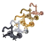 Brass Wall Mount Bathroom Sink Faucet Basin Swivel Spout Dual Handle Tap HWZH050. Fixed Price $42.70.