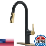 Fropo Black Gold Kitchen Faucet W/ Pull Down Sprayer, High Arc. Fixed Price $107.46.