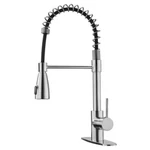 Zalerock Commercial Style Spring High-arc Pull-down Sprayer Faucet W/ Deckplate. Fixed Price $49.50.