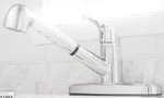 Mainstays Kitchen Faucet W/ Pull-out Sprayer Chrome Finish For 3-HOLE Sink New. Fixed Price $37.95.