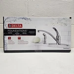 Delta Single-handle Standard Kitchen Faucet W/ Sprayer, B4410LF. Finish: Chrome. Fixed Price $35.77.