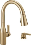Delta Marca 1H Pull-down Kitchen Faucet Champagne Bronze-certified Refurbished. Fixed Price $288.18.
