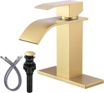 Brushed Gold Waterfall Bathroom Faucet - Arcora Single Handle Sink. Fixed Price $59.00.
