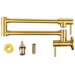 Brass Pot Filler Faucet Champagne Bronze, Wall Mount Folding Kitchen W.... Fixed Price $163.58.