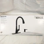 Kohler Elmbrook 1-HANDLE Pull-down Kitchen Faucet In Black (K-R22968-SD-BL)". Fixed Price $99.00.