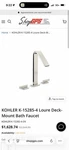 Kohler Bath Filler Faucet Deck Mount Polished Chrome 15285-4-CP. Fixed Price $350.00.