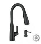 Read! Moen Haelyn Colorcue Pulldown Kitchen Faucet Soap Matte Black 87627EIBL. Fixed Price $135.99.