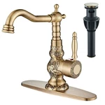 Antique Copper Bathroom Faucet Vanity Basin Sink Swivel Spout Mixer Tap W/ Drain. Fixed Price $65.00.