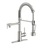 Dual Spout Kitchen Faucet With Pull Down Sprayer, Brushed Nickel Stainless St.... Fixed Price $86.17.