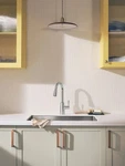 Moen Riley 7402C Chrome Pulldown High Arc 1 Handle Kitchen Faucet With Hose. Fixed Price $105.00.