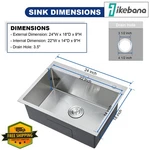 Ikebana Drop Kitchen Sink, 24X18" Brushed Nickel, Ss. Fixed Price $199.99.