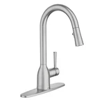 Moen Adler One Handle Pull-down Faucet Spot Resist Stainless 87233SRS. Fixed Price $110.00.