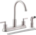 Ikebana 3 Or 4 Hole Kitchen Faucet Brushed Nickel, 2 Handle Sink. Fixed Price $53.99.