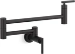 New Kohler Wall Mount Pot Filler Kitchen Faucet Matte Black K-35745-BL. Fixed Price $559.40.