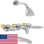 Elements Of Design EB6231LL Legacy Three Handle Tub Shower Faucet 5 Spout Reach. Fixed Price $183.61.